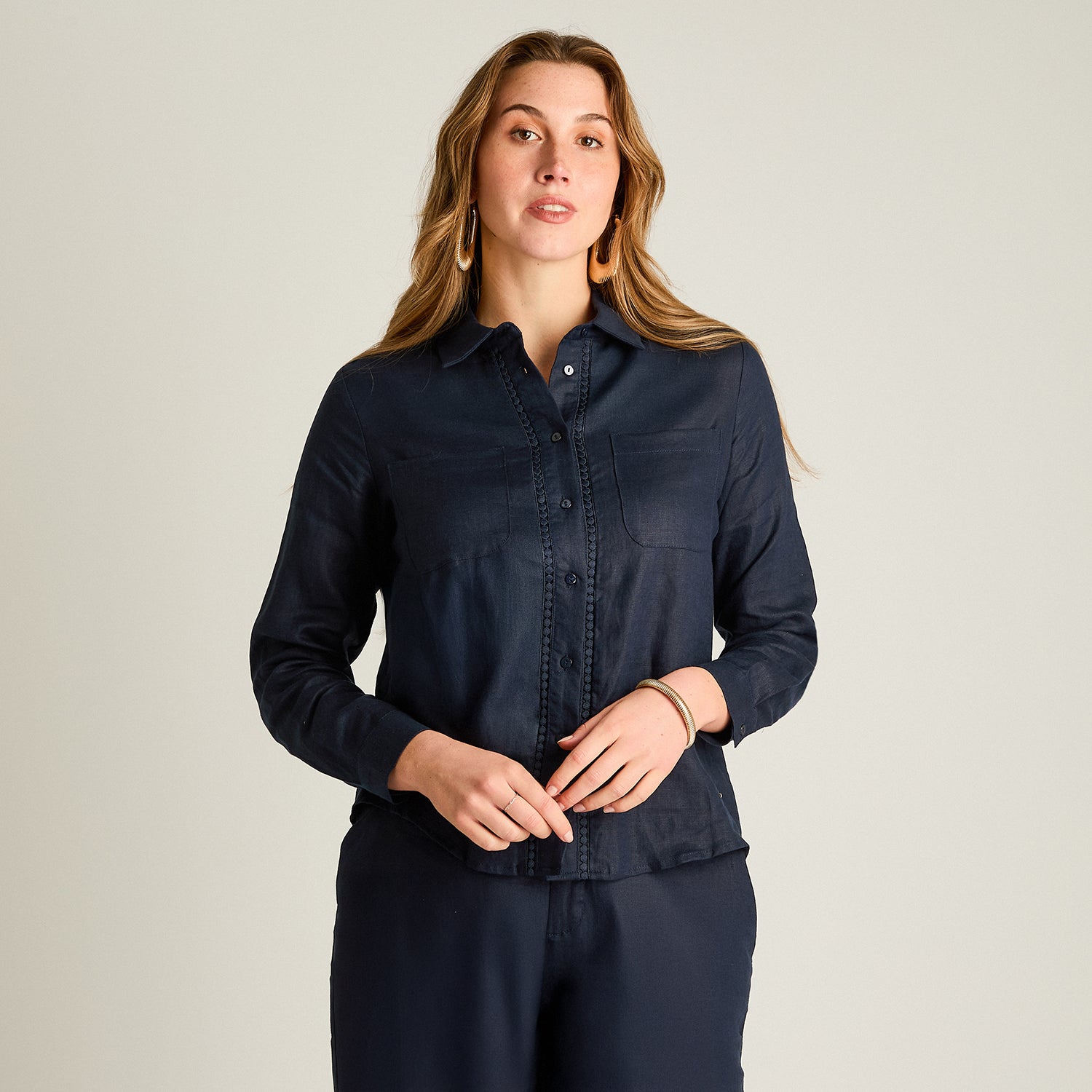 Blusa 100% Lino Azul
